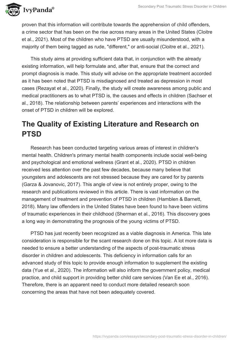 Secondary Post Traumatic Stress Disorder in Children. Page 4
