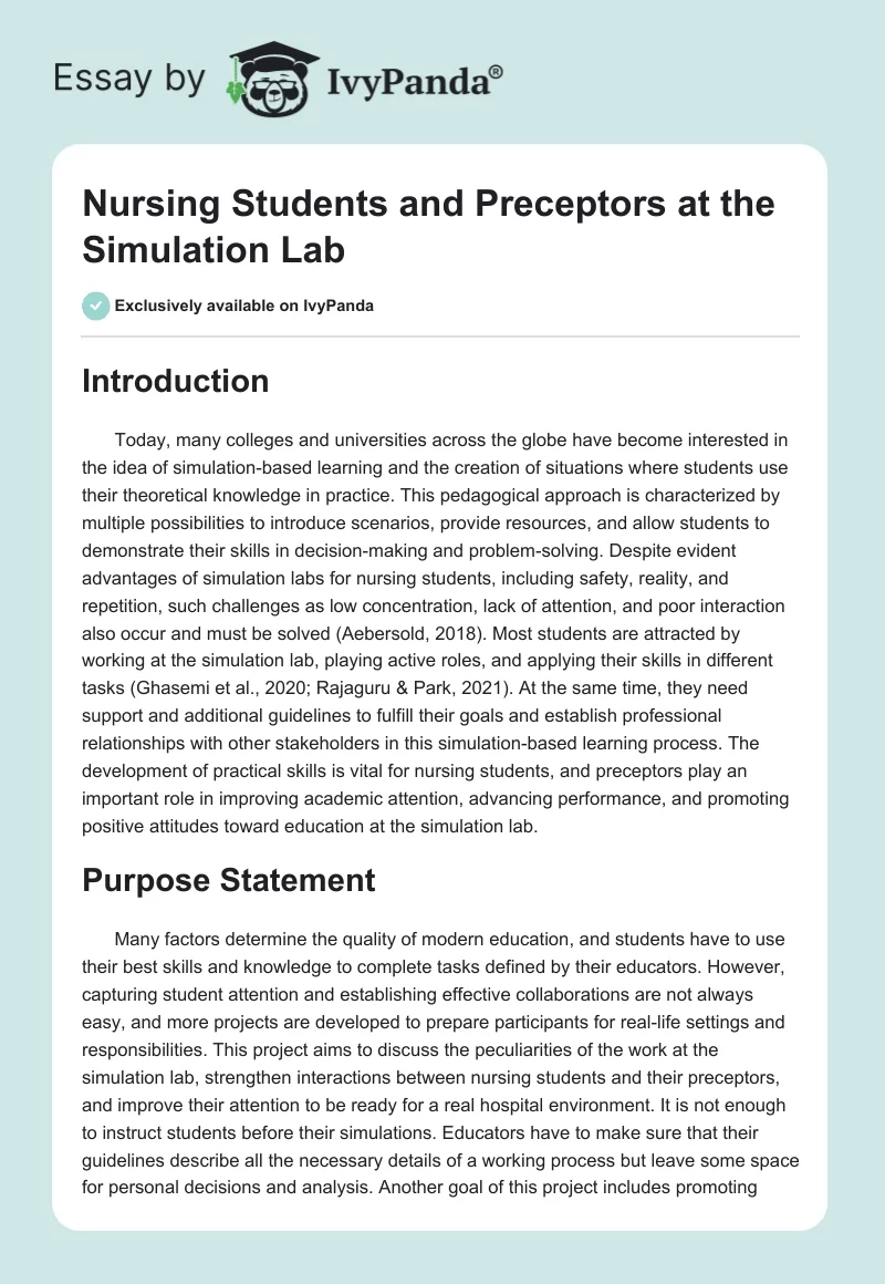 Nursing Students and Preceptors at the Simulation Lab. Page 1