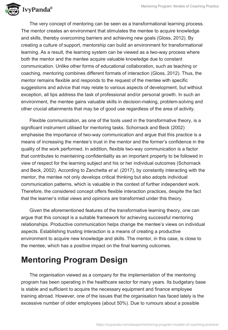 Mentoring Program: Models of Coaching Practice. Page 4