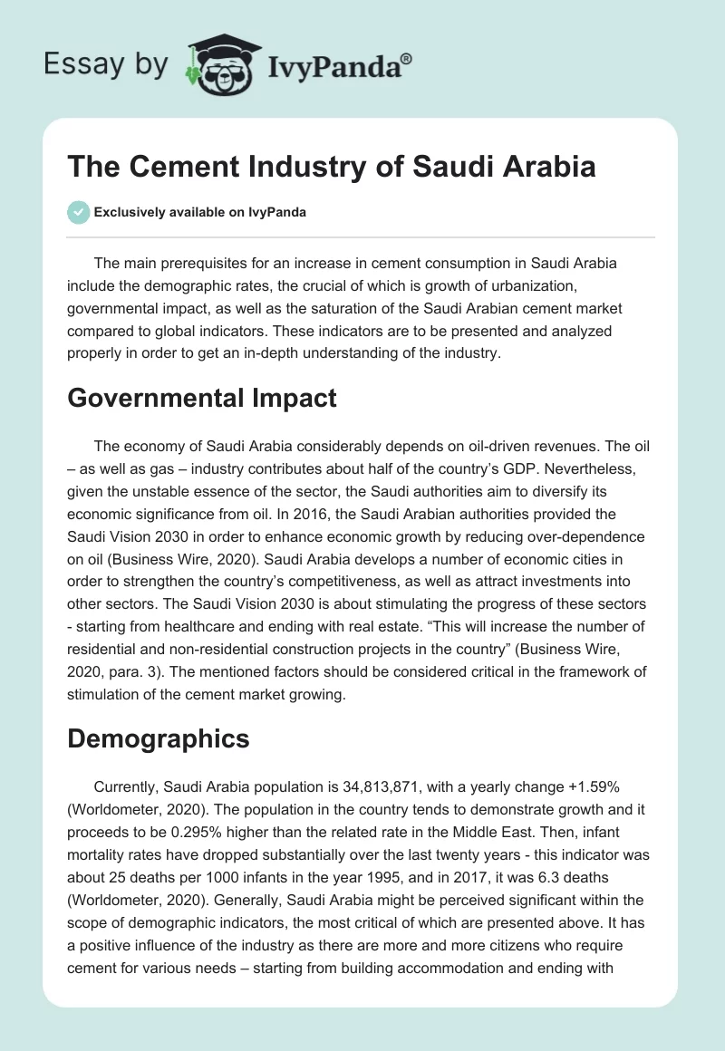 The Cement Industry of Saudi Arabia. Page 1