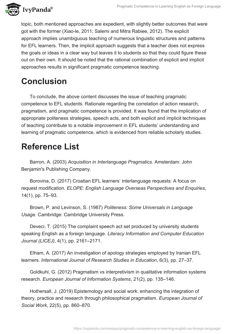Pragmatic Competence in Learning English as Foreign Language. Page 5