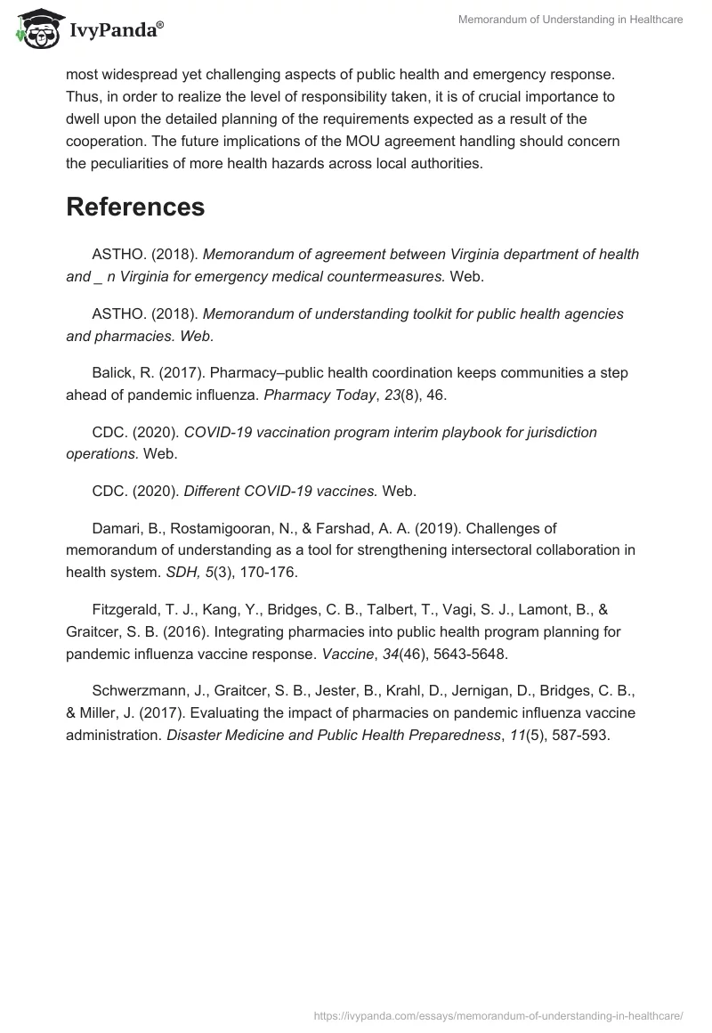 Memorandum of Understanding in Healthcare. Page 3