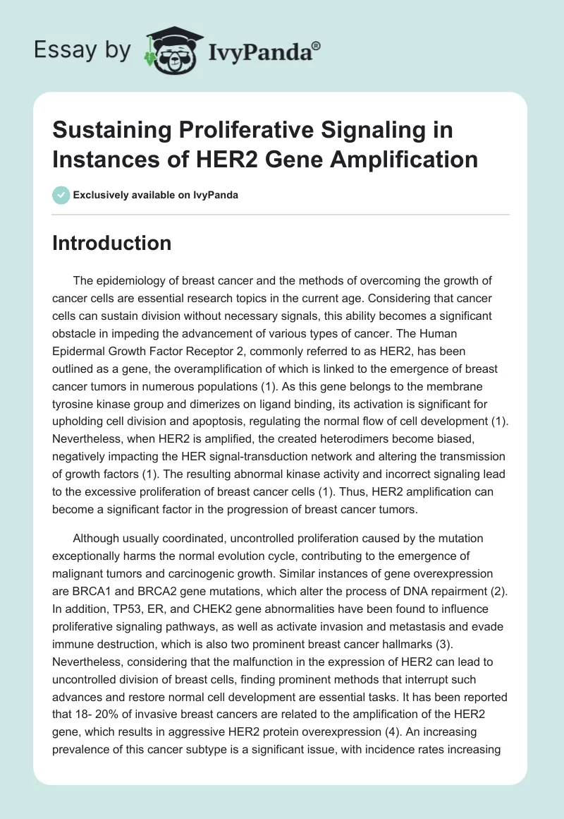 Sustaining Proliferative Signaling in Instances of HER2 Gene Amplification. Page 1