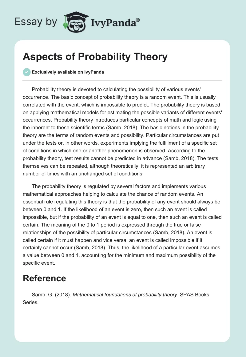 Aspects of Probability Theory. Page 1