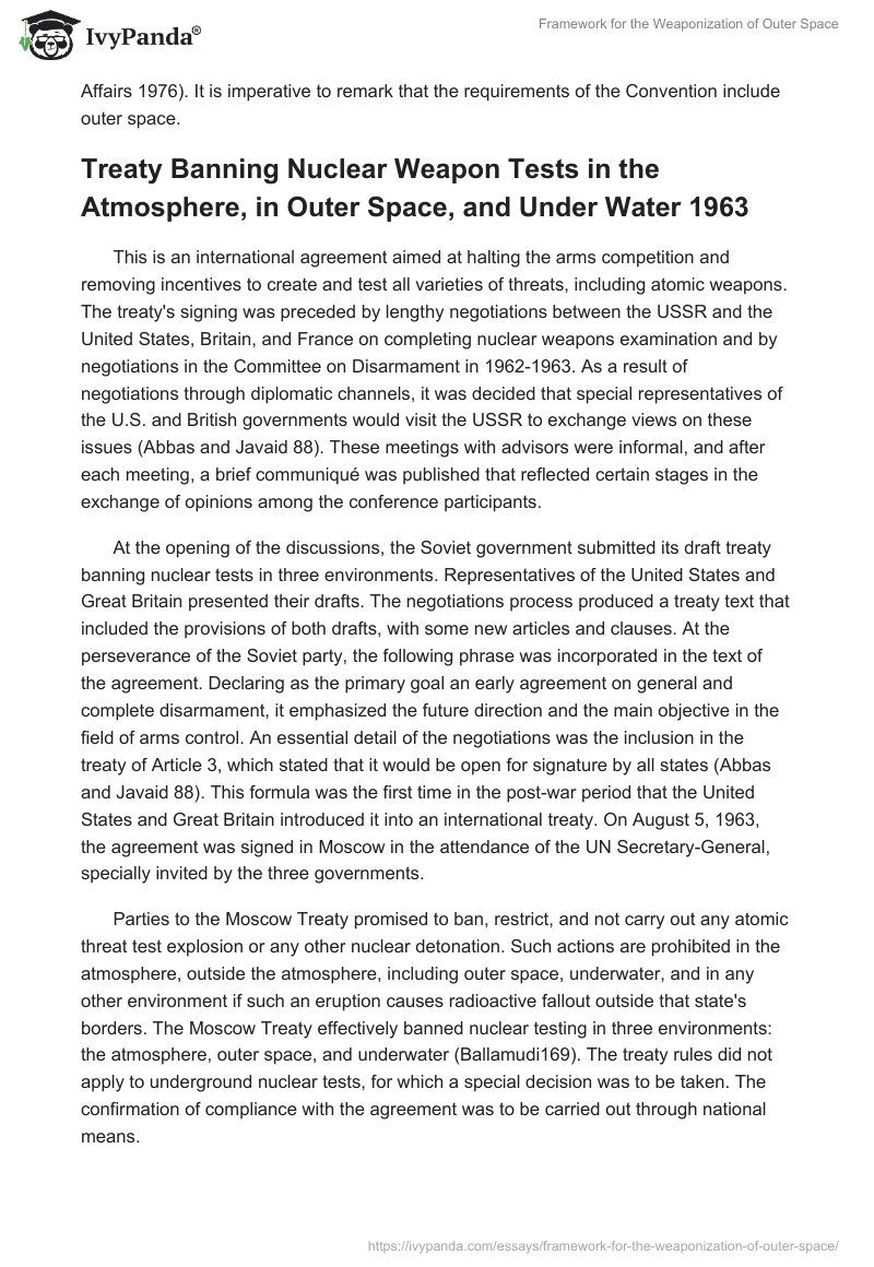 Framework for the Weaponization of Outer Space. Page 5