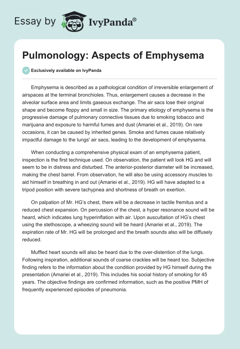 Pulmonology: Aspects of Emphysema. Page 1