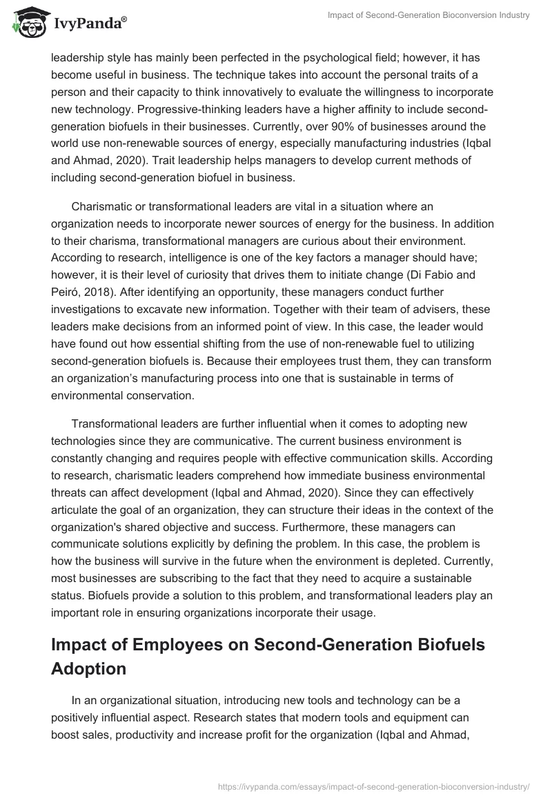 Impact of Second-Generation Bioconversion Industry. Page 4