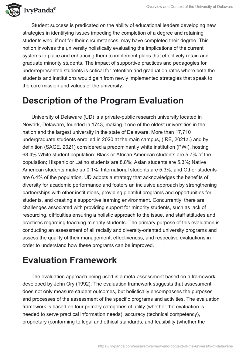 Overview and Context of the University of Delaware. Page 3