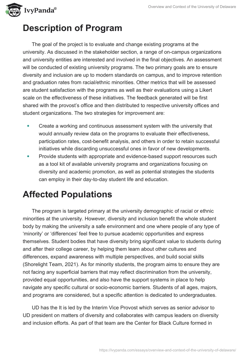 Overview and Context of the University of Delaware. Page 5
