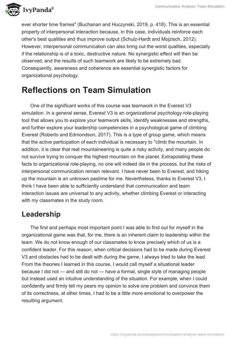 Communication Analysis: Team Simulation. Page 3