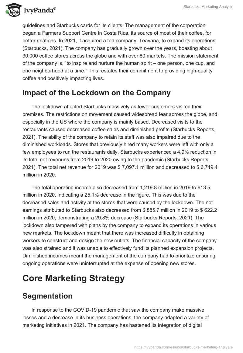 Starbucks Marketing Analysis. Page 2