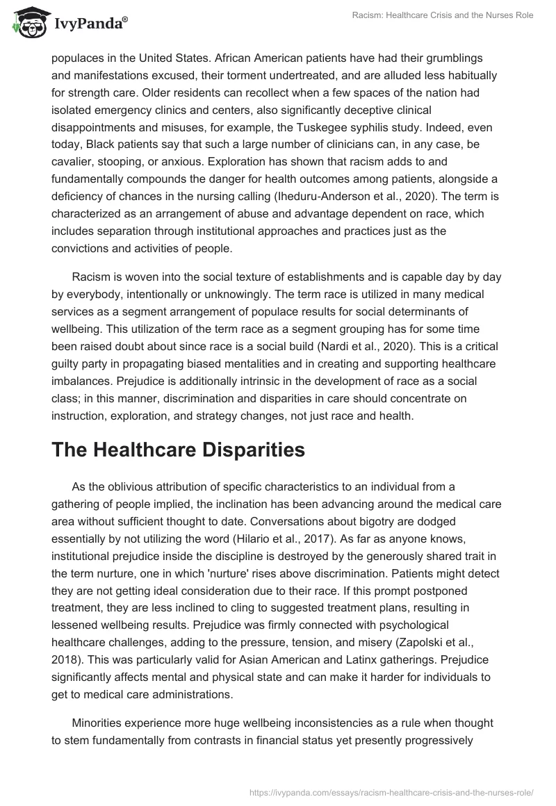 Racism: Healthcare Crisis and the Nurses Role. Page 2