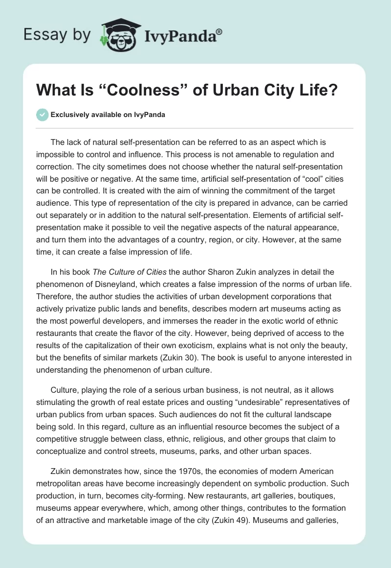 What Is “Coolness” of Urban City Life?. Page 1