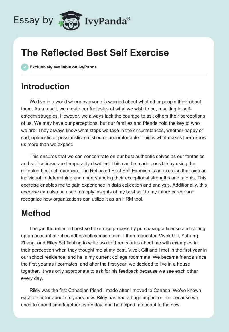 The Reflected Best Self Exercise. Page 1