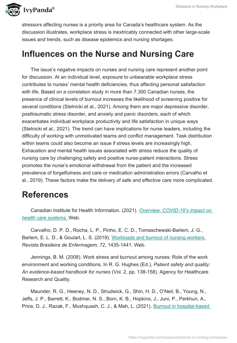 Stressors in Nursing Workplace. Page 2