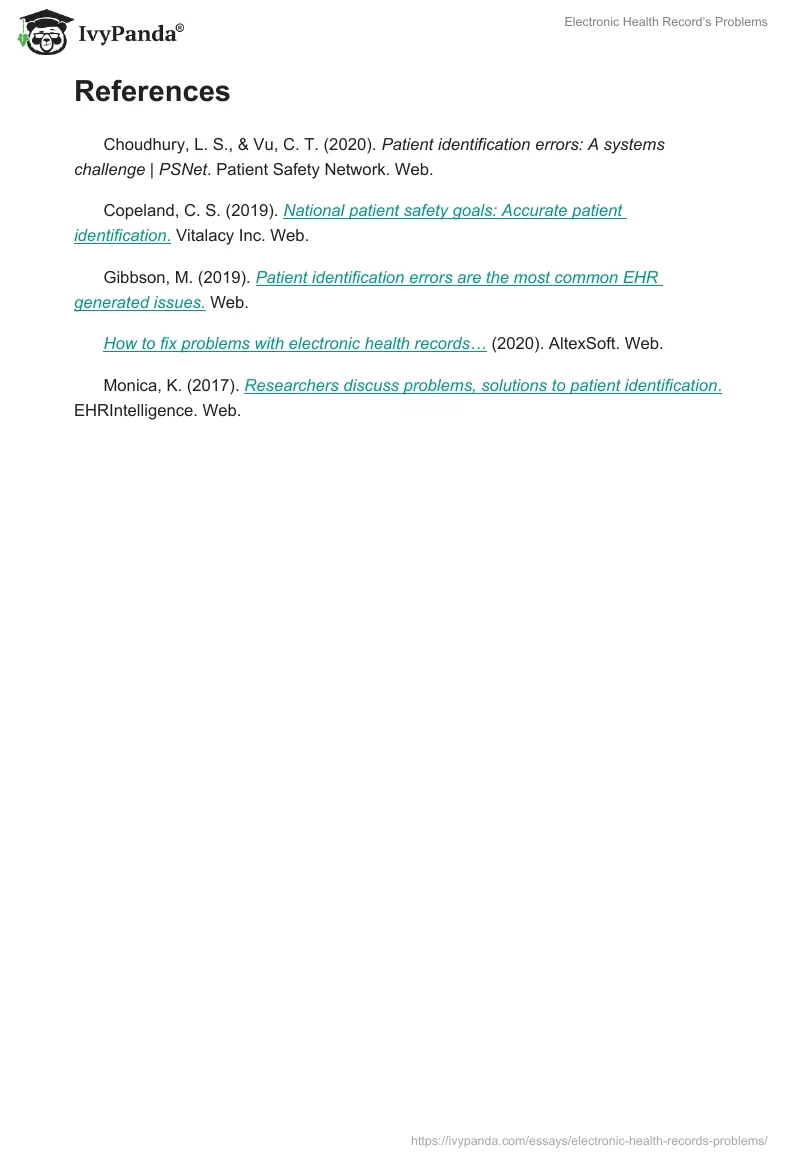 Electronic Health Record’s Problems. Page 4