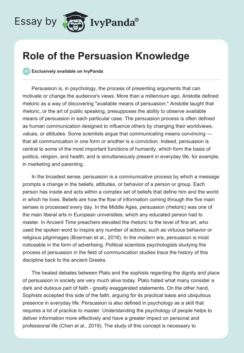 Role of the Persuasion Knowledge. Page 1