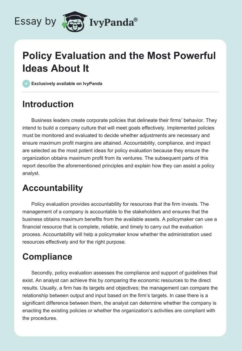 Policy Evaluation and the Most Powerful Ideas About It. Page 1