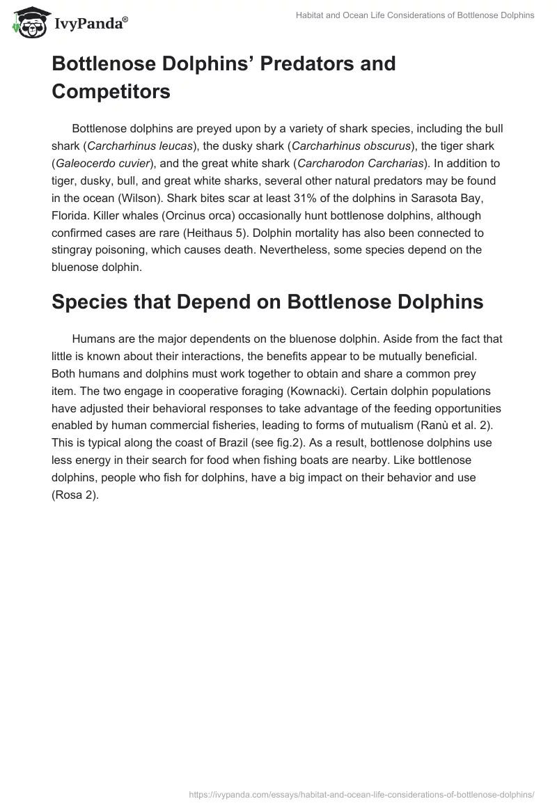 Habitat and Ocean Life Considerations of Bottlenose Dolphins. Page 4