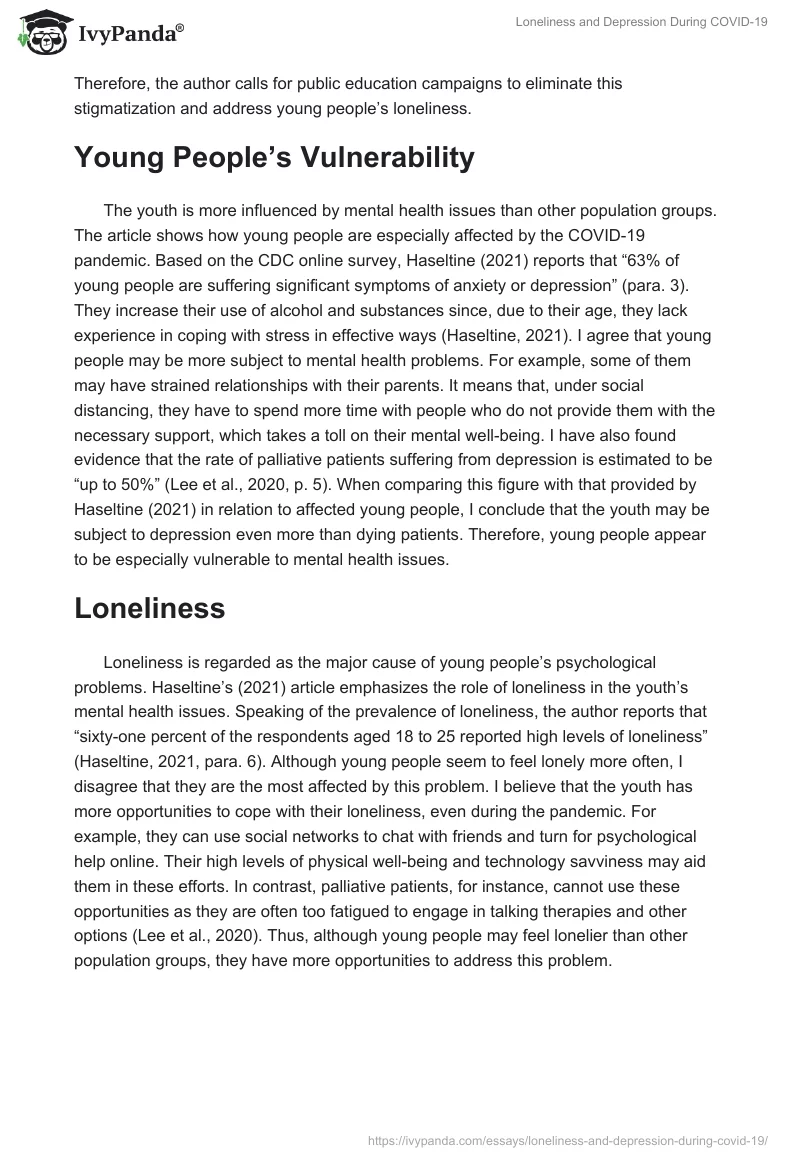 Loneliness and Depression During COVID-19. Page 2