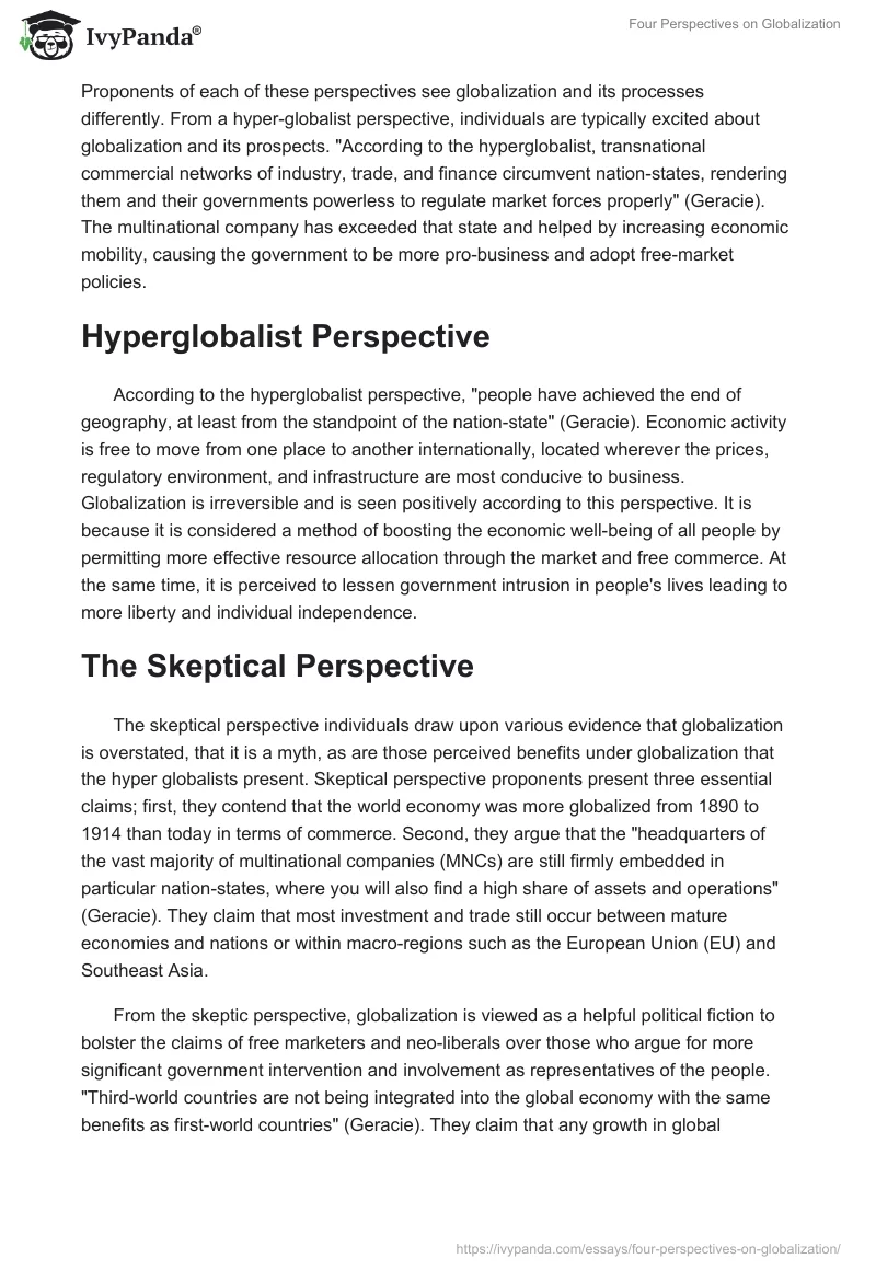Four Perspectives on Globalization. Page 2
