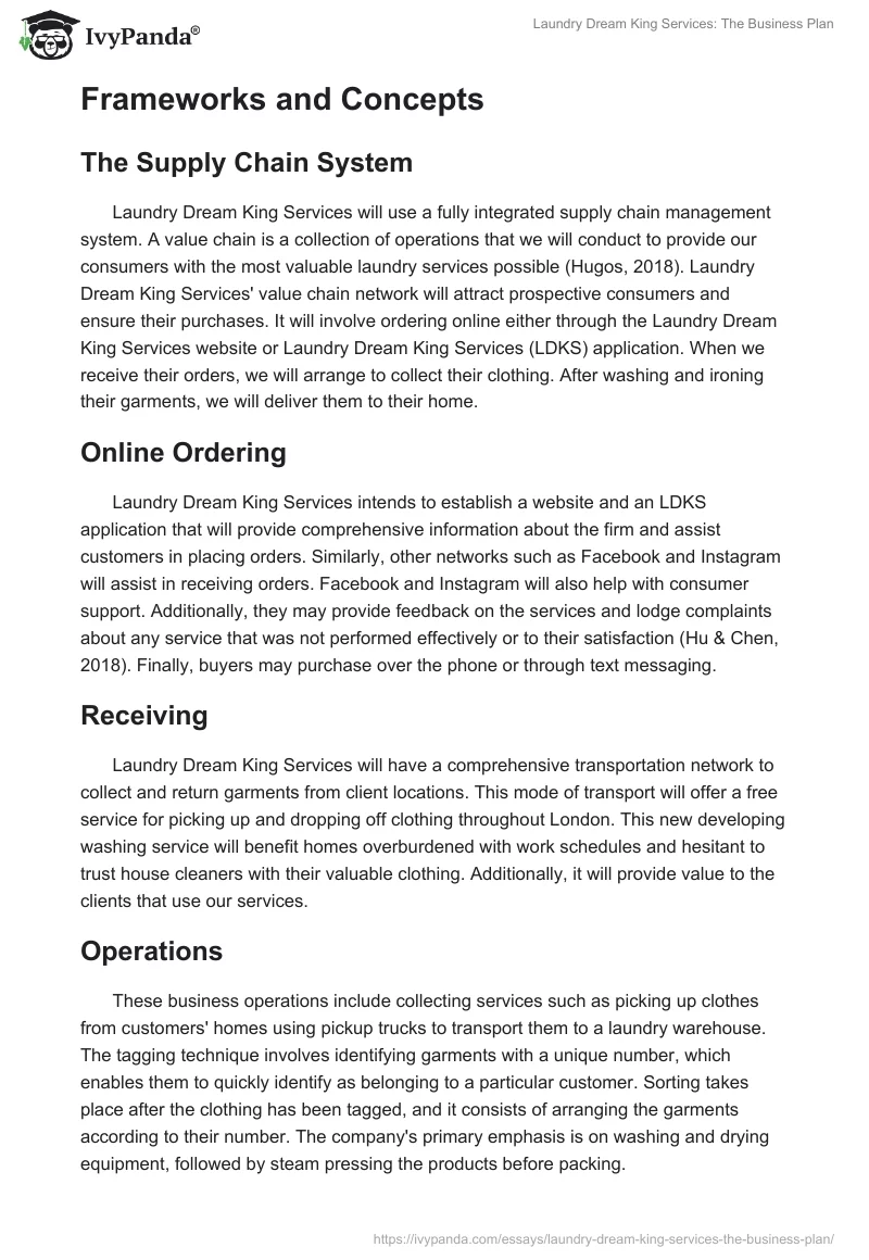 Laundry Dream King Services: The Business Plan. Page 5