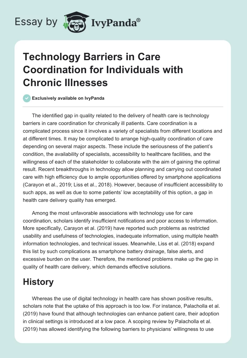 Technology Barriers in Care Coordination for Individuals with Chronic Illnesses. Page 1