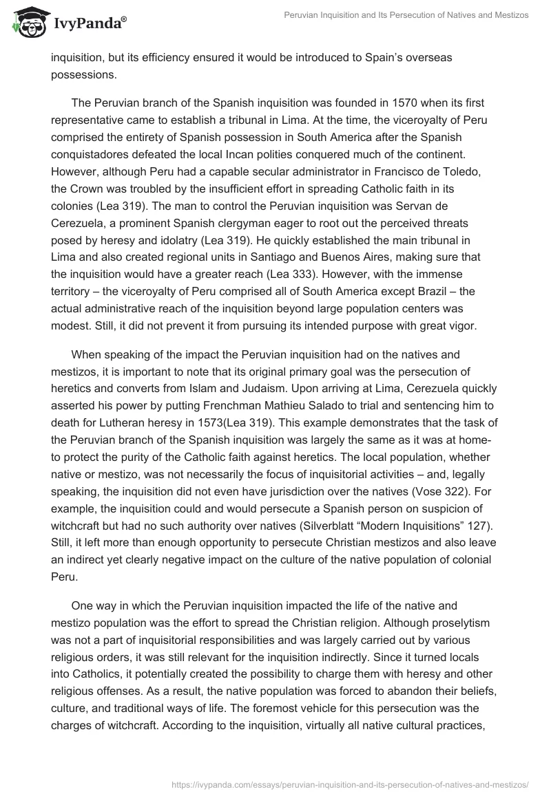 Peruvian Inquisition and Its Persecution of Natives and Mestizos. Page 2