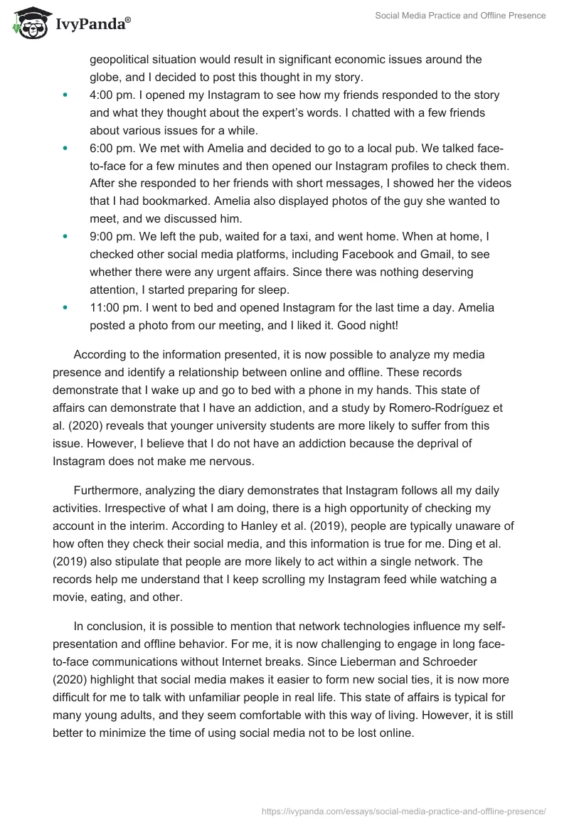 Social Media Practice and Offline Presence. Page 2