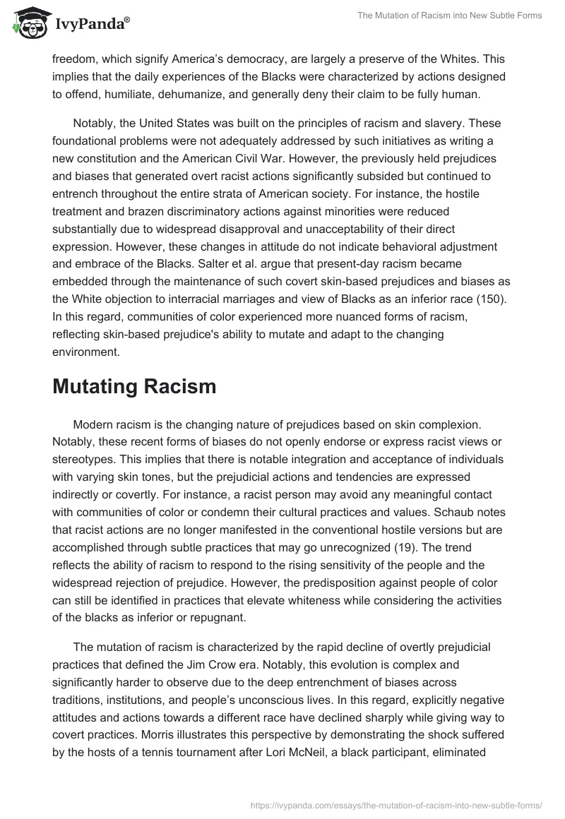 The Mutation of Racism into New Subtle Forms. Page 2