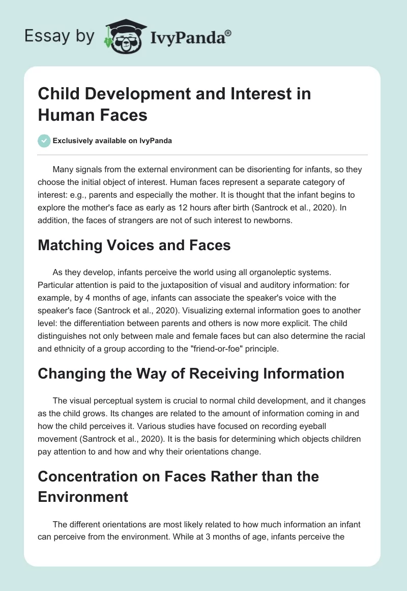 Child Development and Interest in Human Faces. Page 1