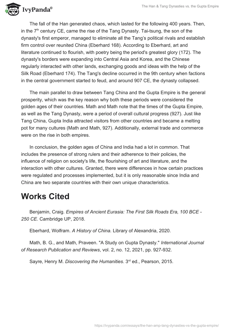 The Han & Tang Dynasties vs. the Gupta Empire. Page 2