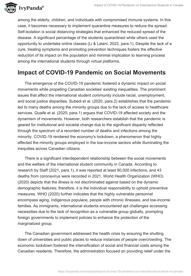 Impact of COVID-19 Pandemic on International Students in Canada. Page 3