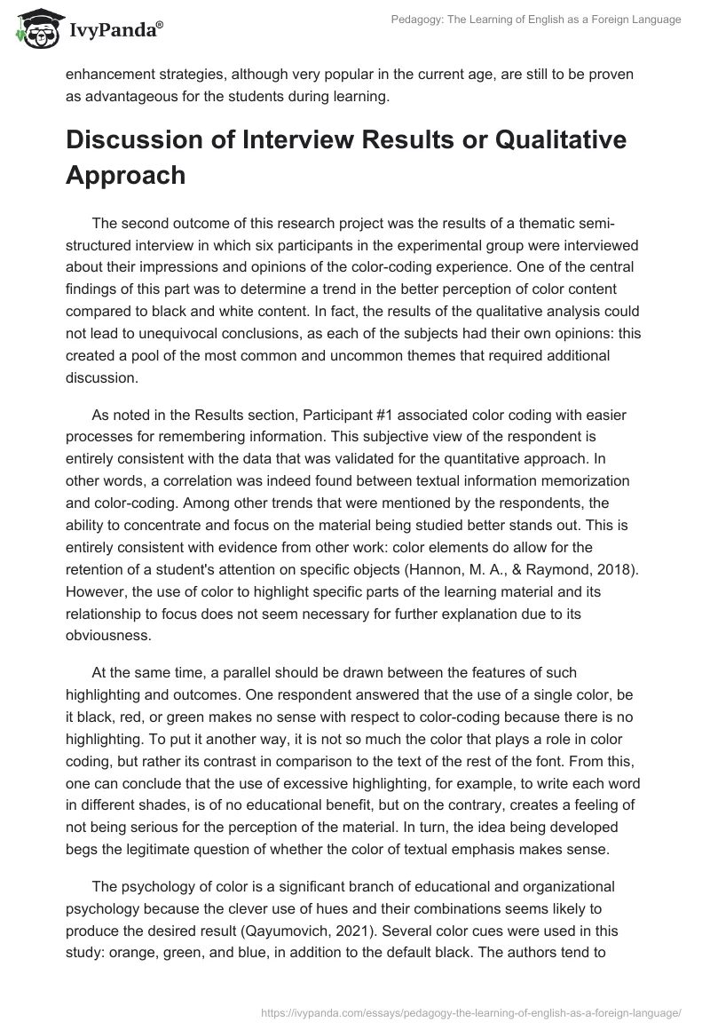 Pedagogy: The Learning of English as a Foreign Language. Page 4