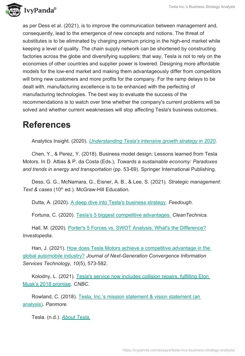 Tesla Inc.'s Business Strategy Analysis. Page 5
