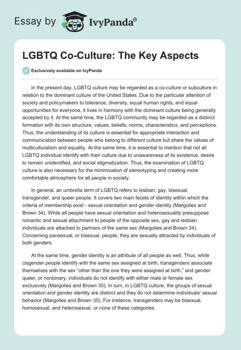 LGBTQ Co-Culture: The Key Aspects. Page 1