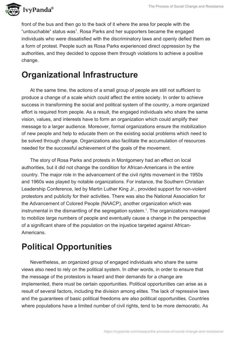 The Process of Social Change and Resistance. Page 2
