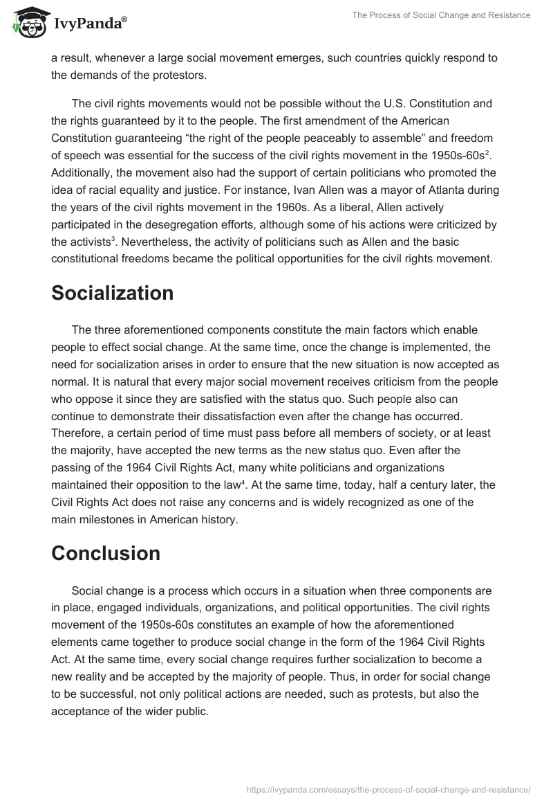 The Process of Social Change and Resistance. Page 3