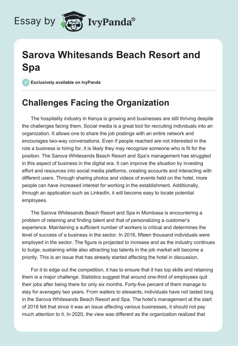 Sarova Whitesands Beach Resort and Spa. Page 1