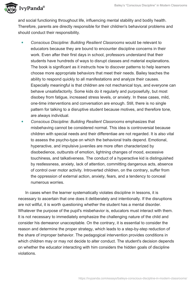Bailey’s “Conscious Discipline” in Modern Classrooms. Page 2