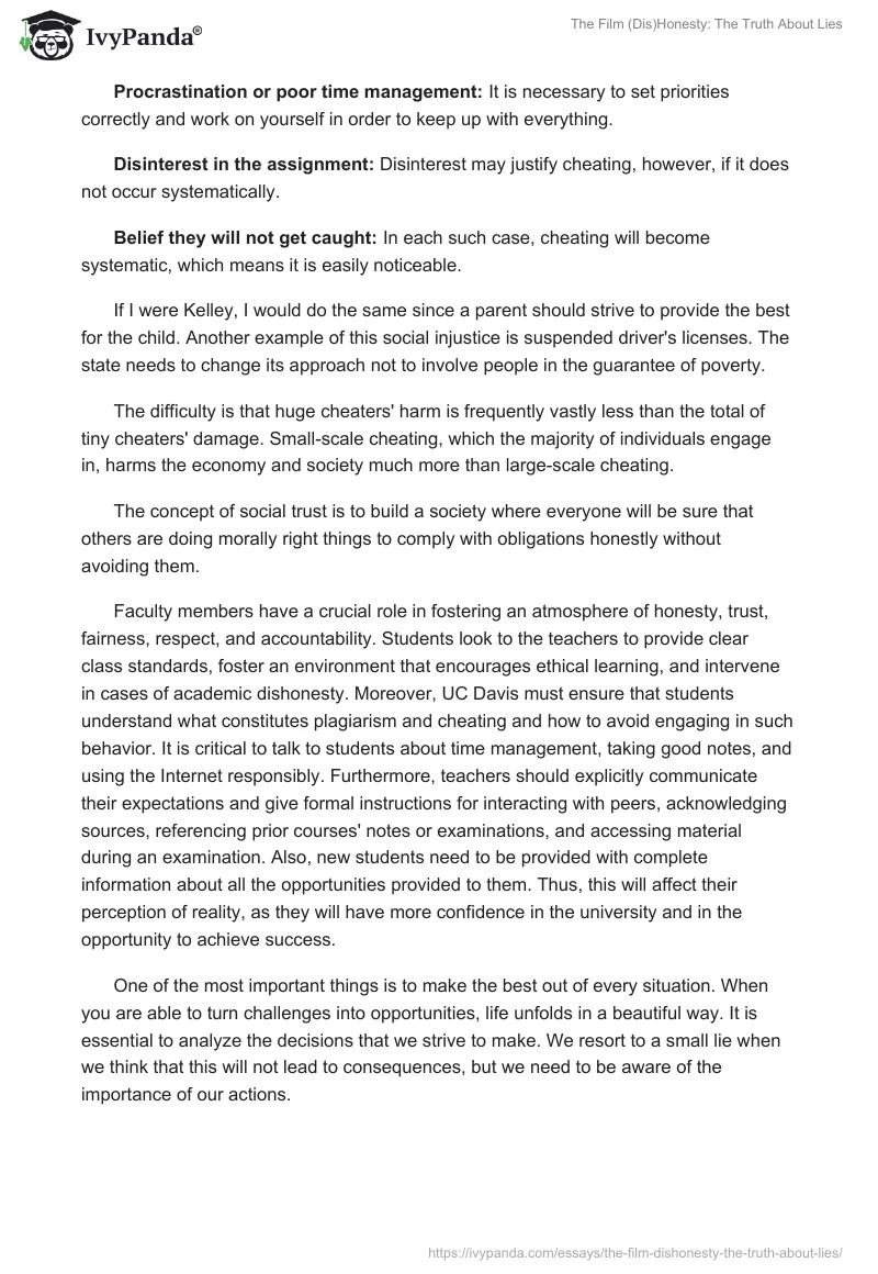 The Film "(Dis)Honesty: The Truth About Lies". Page 2