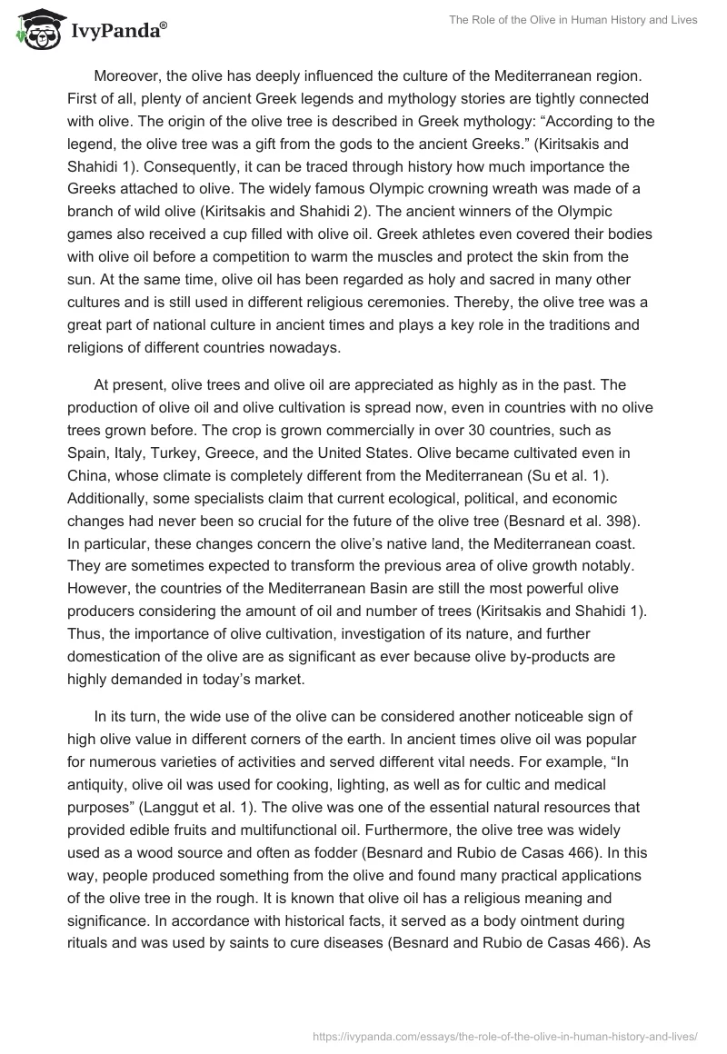 The Role of the Olive in Human History and Lives. Page 2