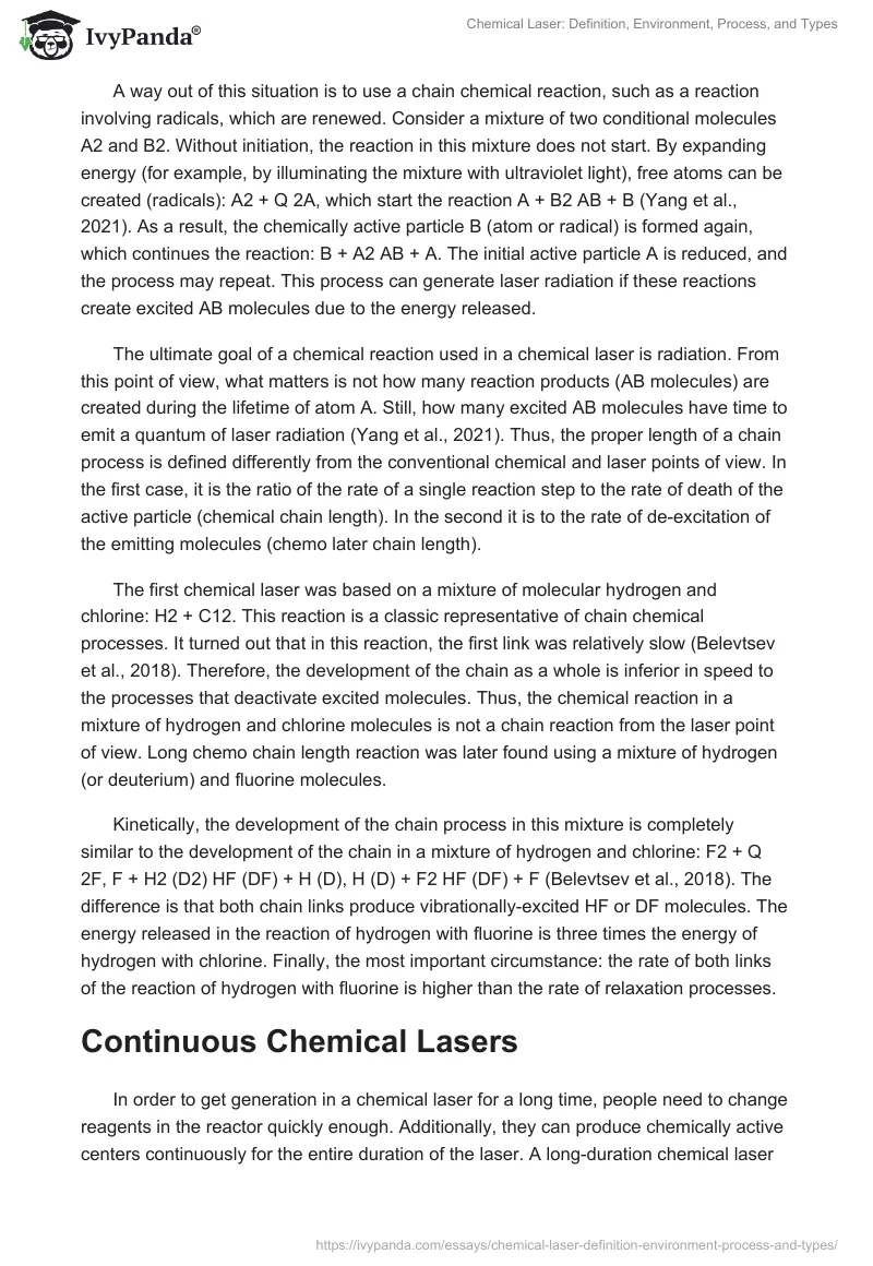Chemical Laser: Definition, Environment, Process, and Types. Page 3