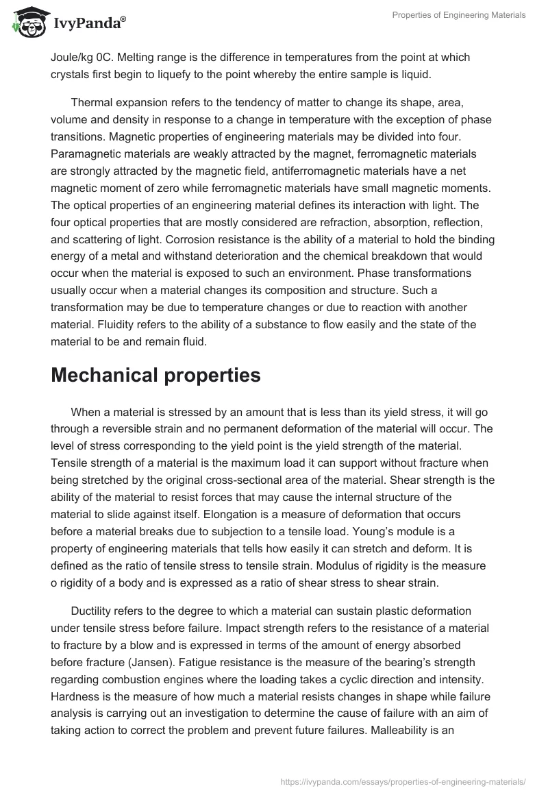 Properties of Engineering Materials. Page 2