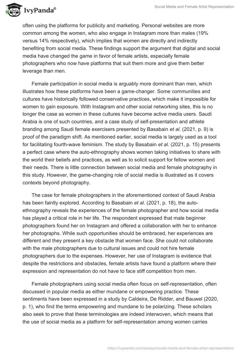 Social Media and Female Artist Representation. Page 3