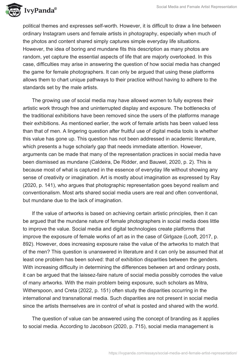 Social Media and Female Artist Representation. Page 4