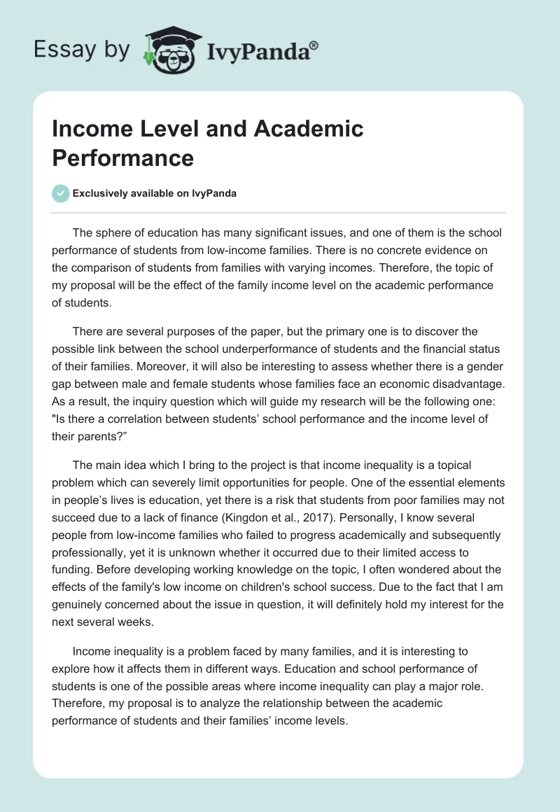 Income Level and Academic Performance. Page 1
