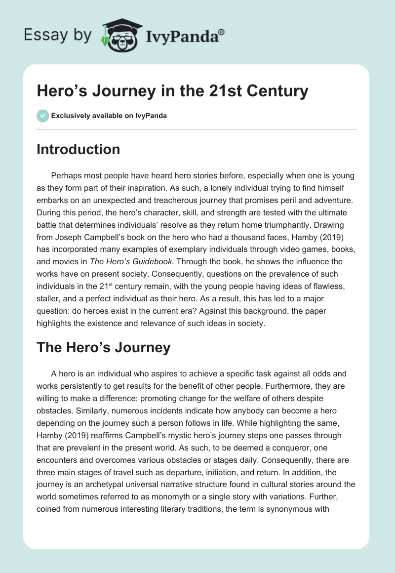 Hero’s Journey in the 21st Century. Page 1