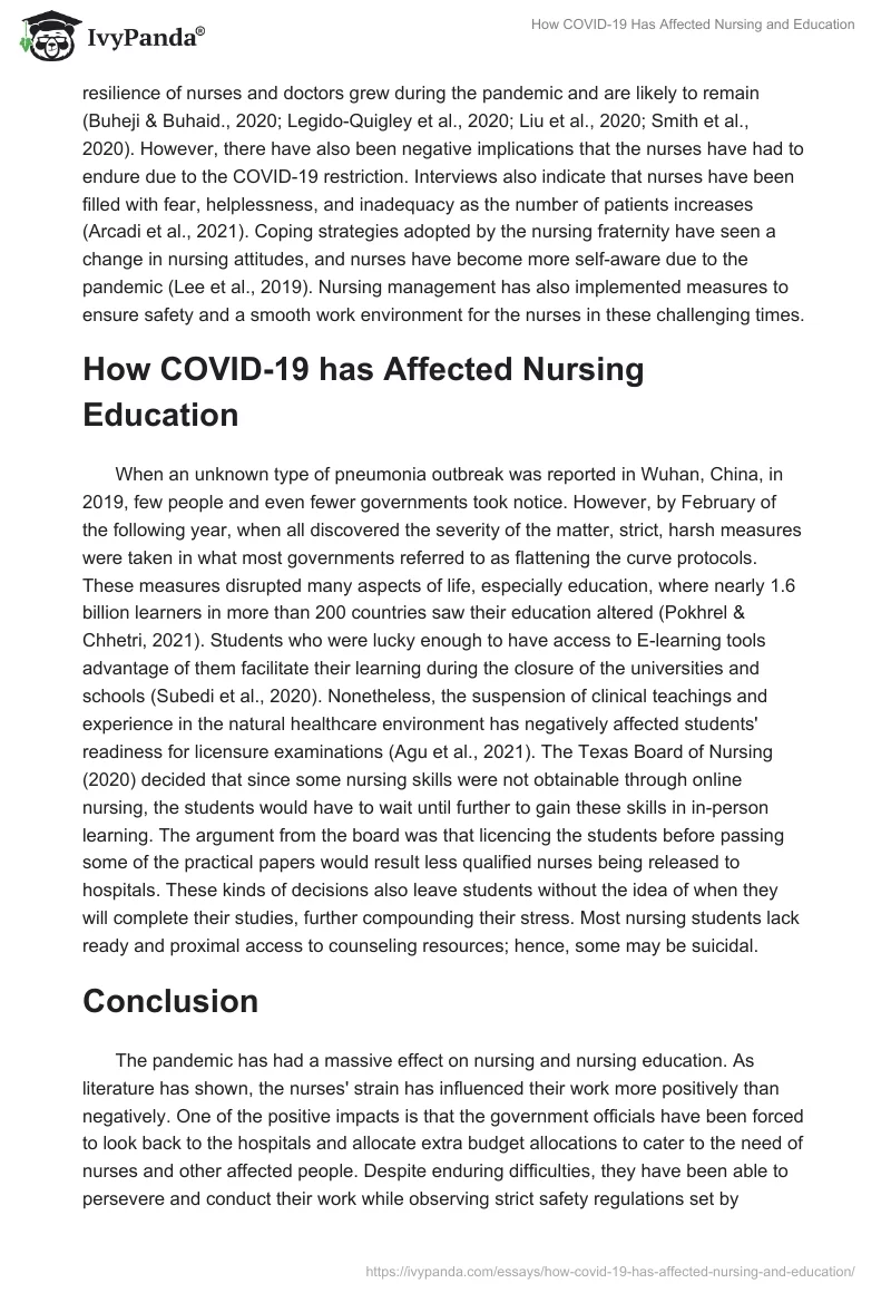 How COVID-19 Has Affected Nursing and Education. Page 3