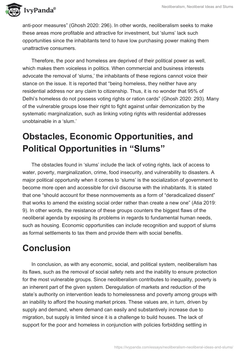 Neoliberalism, Neoliberal Ideas, and Slums. Page 3